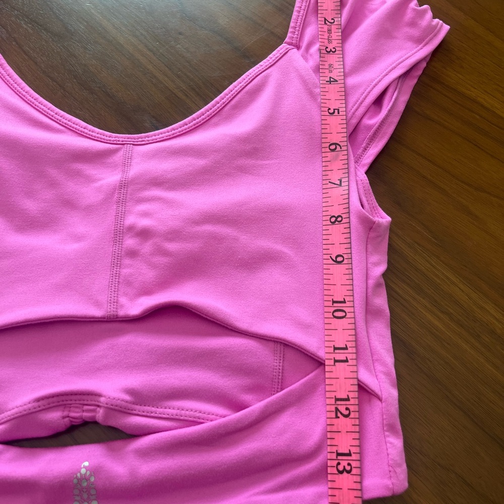 FP Movement by Free People Pink Ruched V-Neck Crop Tank Size Small - Picture 5 of 5